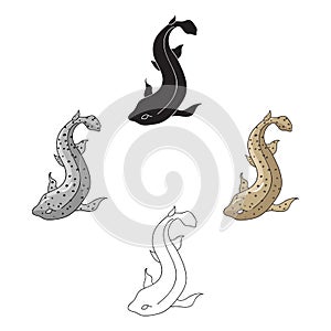 Catshark icon in cartoon,black style isolated on white background. Sea animals symbol stock vector illustration.