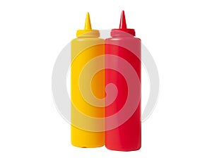 Catsup and mustard bottles