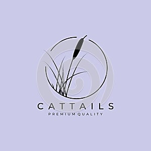 cattail premium logo vector illustration design, cattail silhouette vector design