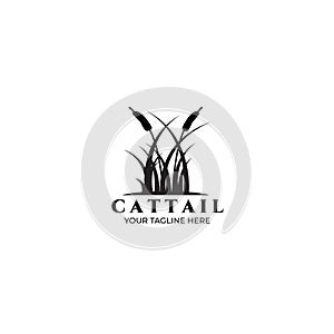 Cattails Logo Vector Illustration Design Vintage Linear