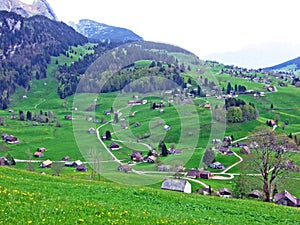 Cattle farms and rural architecture on the slopes of the Swiss Alps and in the Obertoggenburg region, Unterwasser