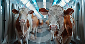 Cattle Inside a Modern Dairy Farm Stall