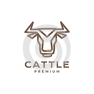 cattle livestock animal horned head cow polygonal line art logo design vector