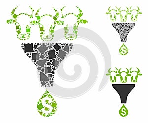 Cattle profit funnel Composition Icon of Joggly Pieces