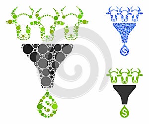 Cattle Profit Funnel Mosaic Icon of Circle Dots