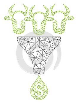 Cattle Profit Funnel Polygonal Frame Vector Mesh Illustration