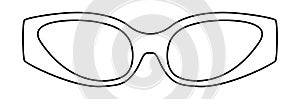 Catty Racer frame glasses fashion accessory illustration. Sunglass front view for Men, women, unisex silhouette style