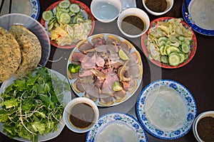 Cau Mong barbequed veal is as famous as Quang noodle in Da Nang and Quang Nam, Vietnam. It is also called with familiar name Cau M