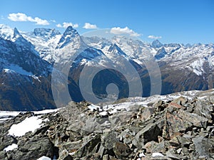 Caucas ridge. The mountains, valley and stones. photo