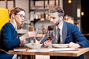 Business couple at the restaurant