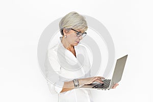 Caucasian Business Woman Laptop Unhappy