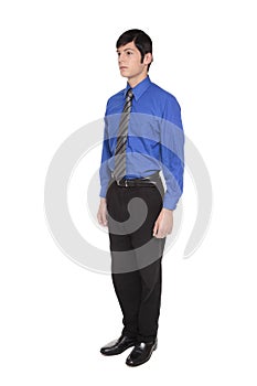 Caucasian businessman with arms at sides