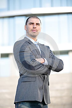 Caucasian businessman at oudoor