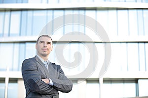 Caucasian businessman at oudoor