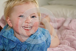 Caucasian child's closeup smile