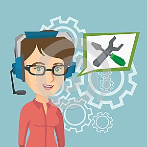 Young caucasian technical support operator.