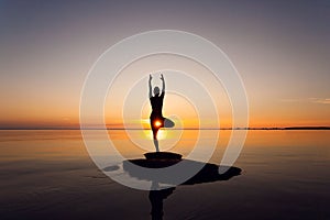 Caucasian fitness woman practicing yoga