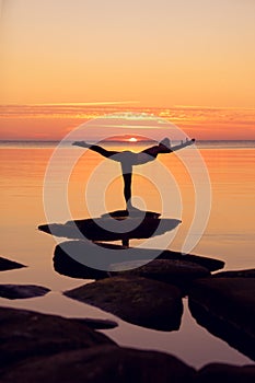 Caucasian fitness woman practicing yoga