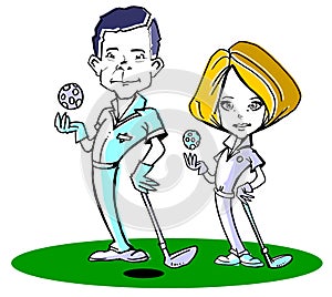 Golfer Couple Cartoon photo