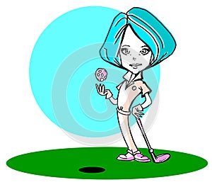 Golfer WoMan Cartoon photo