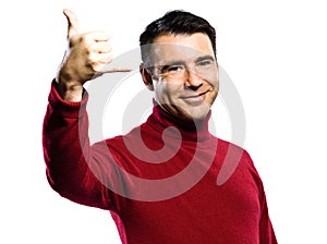 Caucasian handsign man gesture