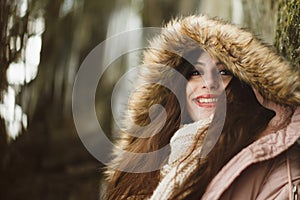 Caucasian High School Senior Smiling in Winter Coat