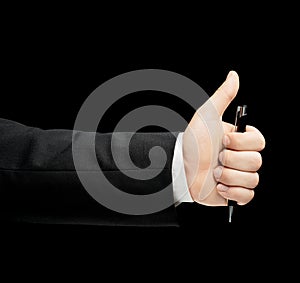 Caucasian male hand in a business suit isolated