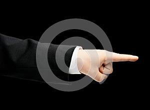 Caucasian male hand in a business suit isolated