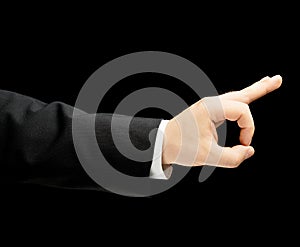 Caucasian male hand in a business suit isolated