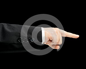 Caucasian male hand in a business suit isolated