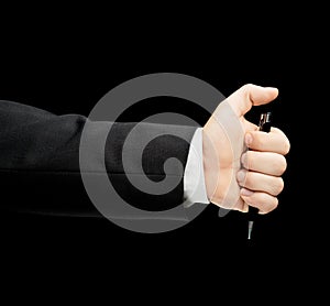 Caucasian male hand in a business suit isolated