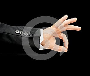 Caucasian male hand in a business suit isolated