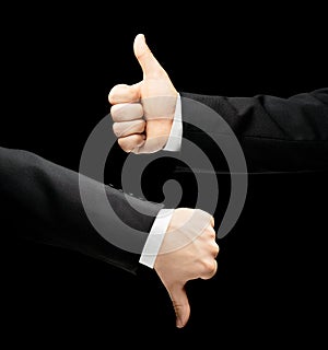 Caucasian male hand in a business suit isolated