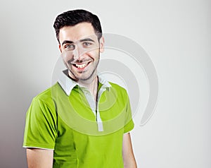 Caucasian male making photo frame with his hands