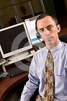 Caucasian Male Receptionist with Headset