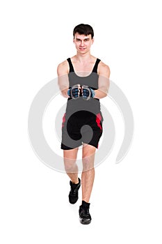 Caucasian man exercising workout fitness