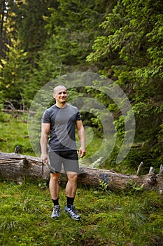 Caucasian man with a machete