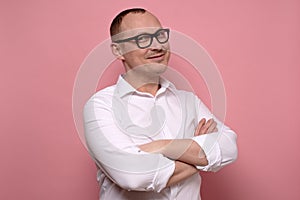 Caucasian man mature handsome man in glasses smiling