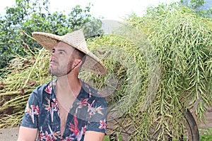 Caucasian man in rural Asian village