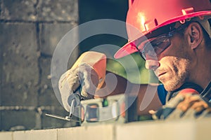 Caucasian Masonry Worker photo