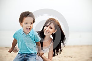 Multi-Ethnic family relaxing together outdoors