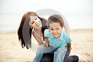 Multi-Ethnic family relaxing together outdoors