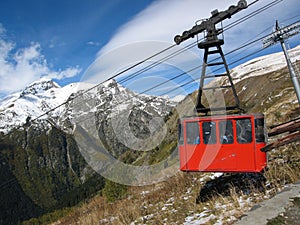 Caucasian mountains, Elbrus, red cable car