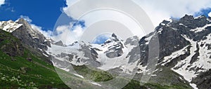 Caucasian mountains in Georgia snow and rocks landscape