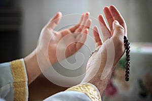 Caucasian muslim man praying