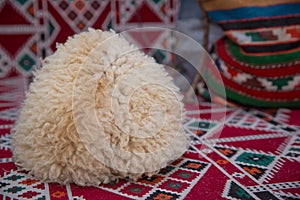 Caucasian peoples headdress made of sheep wool. Cossack hat . sheep wool mountain hats,beautiful mountain sheep hats,sheepskin