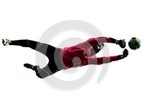 Caucasian soccer player goalkeeper man punching ball silhouette