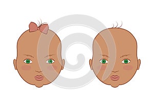 Caucasian twins boy and girl vector illustration