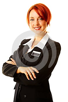 Caucasian woman as hotel worker photo