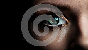 Caucasian woman beauty in macro eye portrait generated by AI